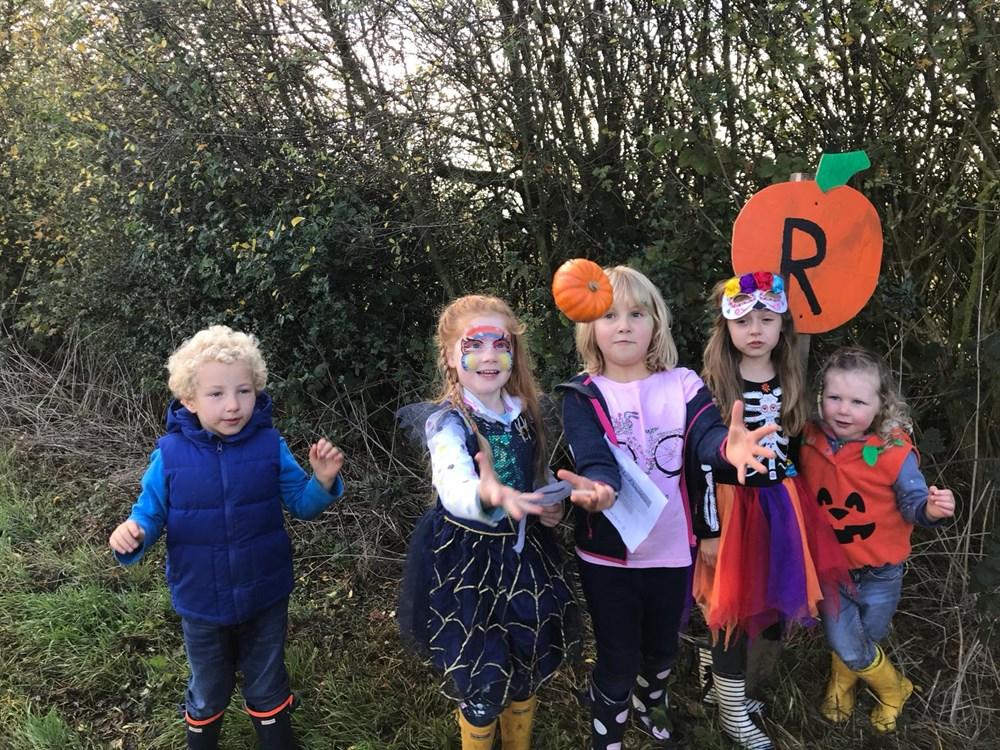 Family photo with Halloween character